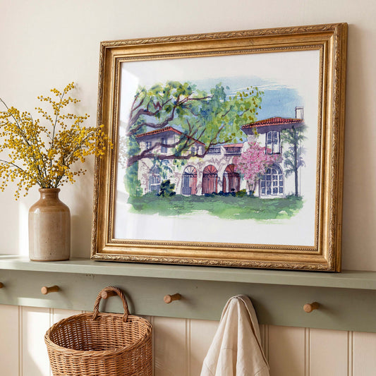 Villa Woodbine Watercolor Wedding Venue Artwork