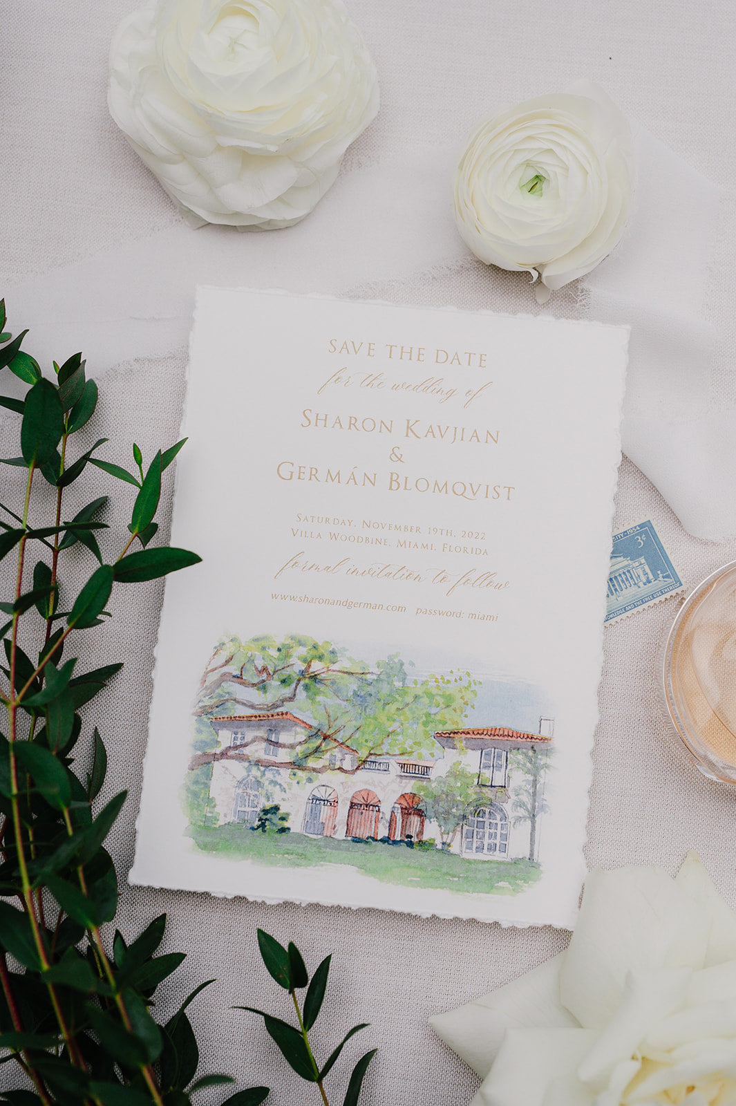 Villa Woodbine Watercolor Art Print | Miami Wedding Venue Keepsake Gift