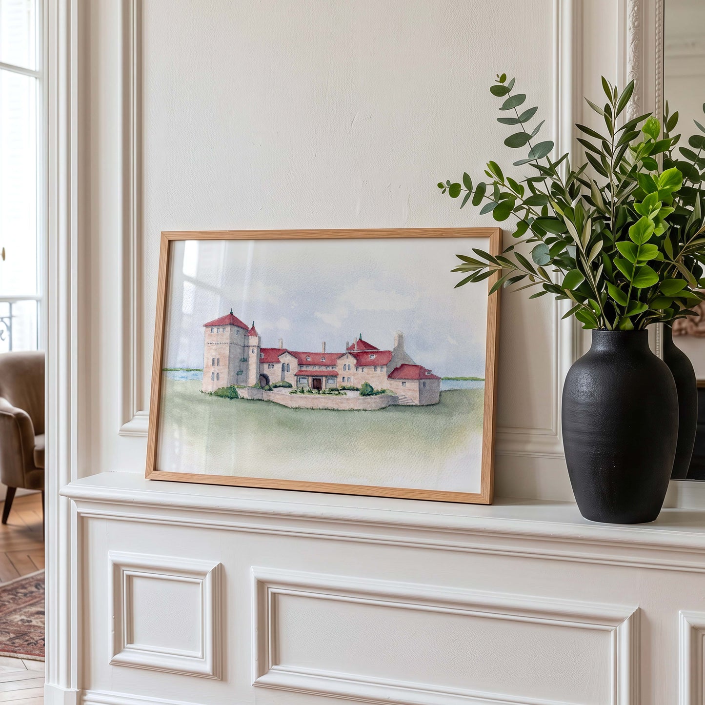 OceanCliff Hotel Watercolor Art Print | Newport Wedding Venue Keepsake Gift