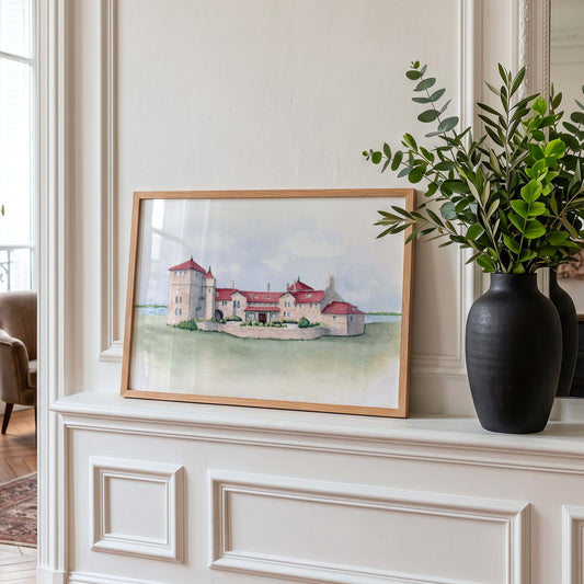 OceanCliff Hotel Watercolor Art Print | Newport Wedding Venue Keepsake Gift
