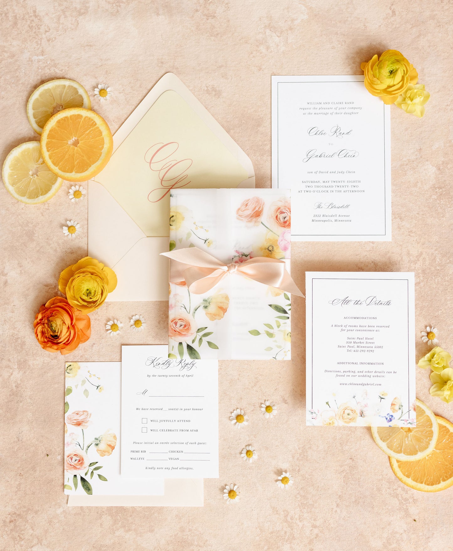 Citrus Floral Invitation