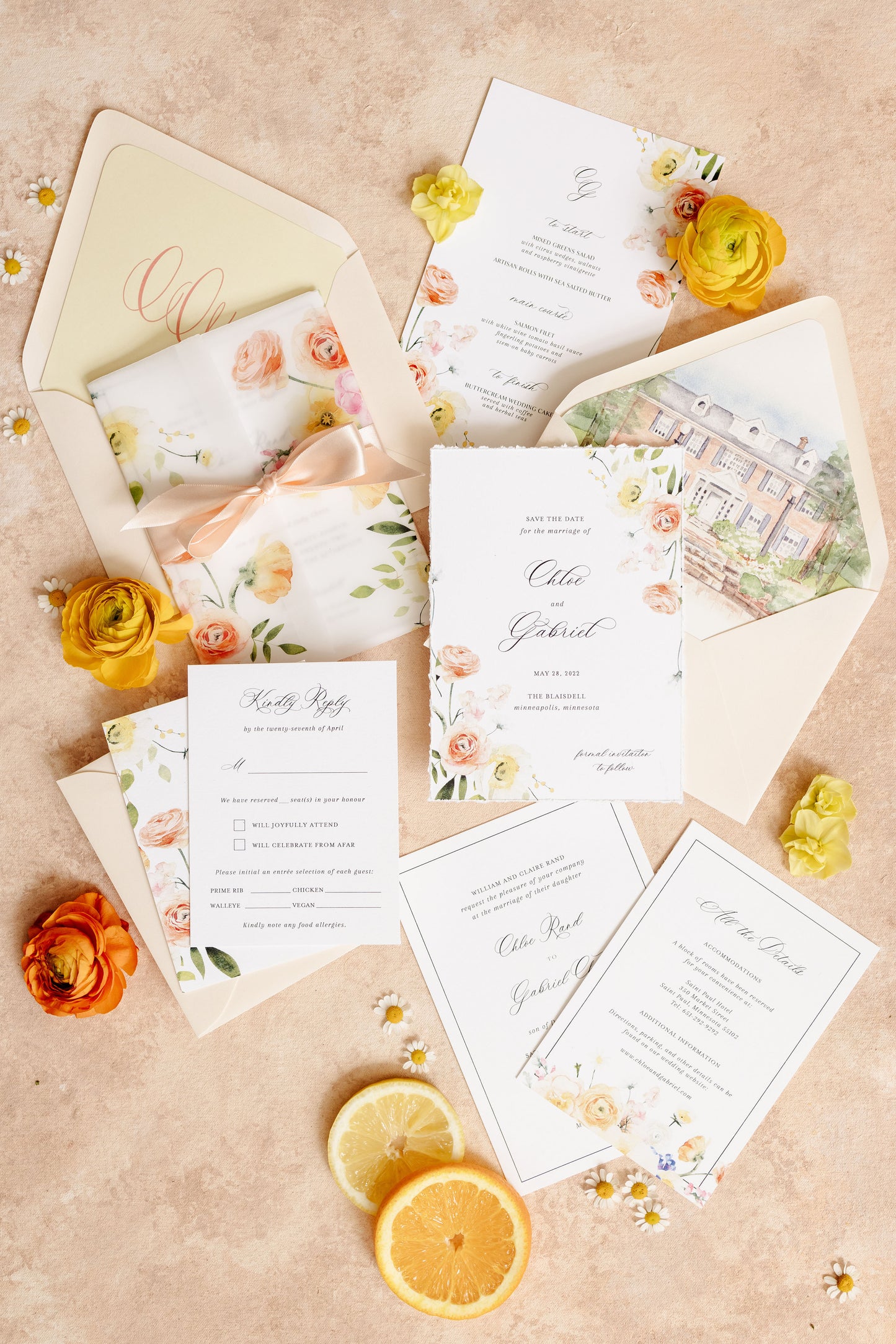 Citrus Floral Invitation