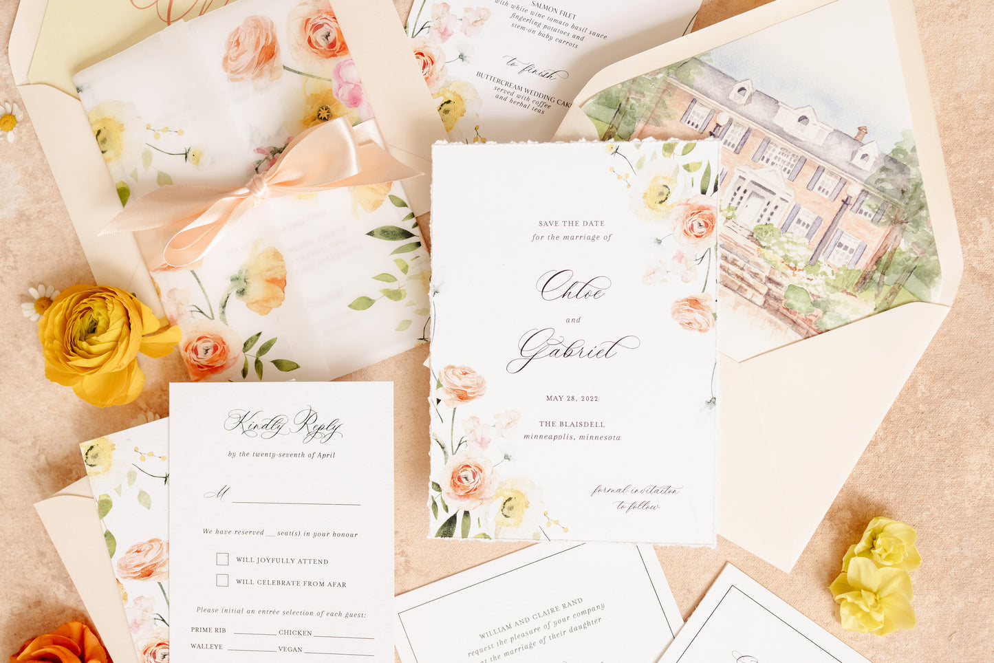 Citrus Floral Invitation